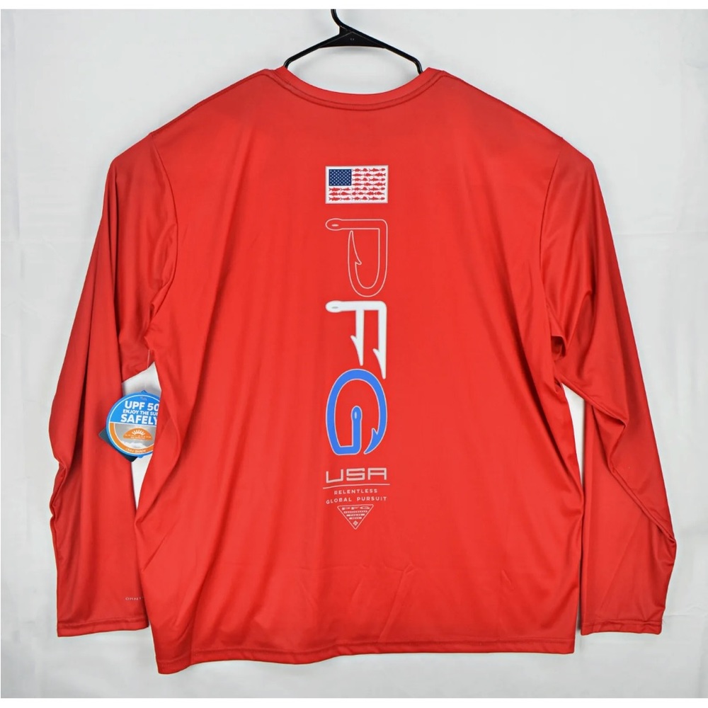 NWT Columbia PFG Omni Shade Deep Waves Americana Men's Long Sleeve Shirt